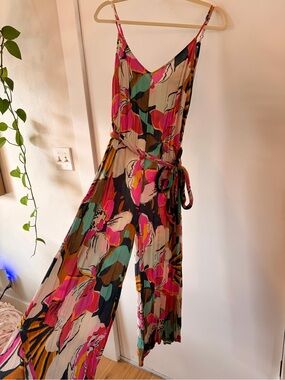Billabong Multicolor Floral Wide-Leg Jumpsuit with Belt